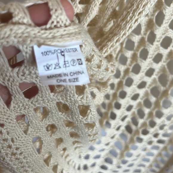 Bell Sleeve Open Knit Crochet sweater beach Dress Swim Coverup Boho cover-up - Picture 8 of 9